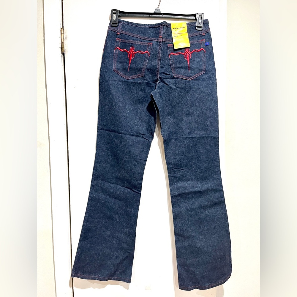 Vtg Y2K Low Rise Stretch Flare Jeans Dark Wash